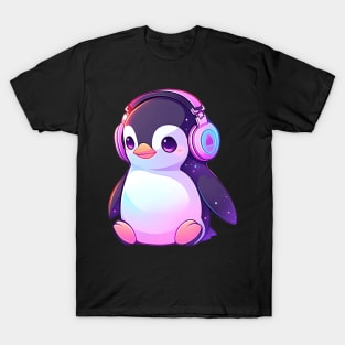 Cute Penguin With Headphones T-Shirt